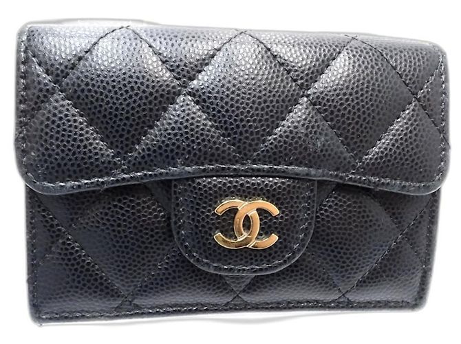 Timeless Cartera tríptico Chanel en piel de becerro granulado negro - vista 3
