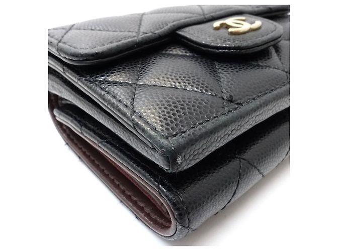 Timeless Cartera tríptico Chanel en piel de becerro granulado negro - vista 5
