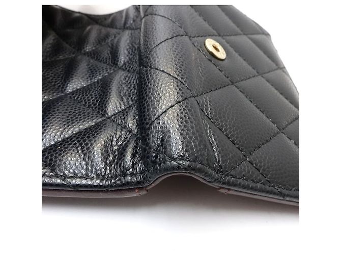Timeless Cartera tríptico Chanel en piel de becerro granulado negro - vista 6