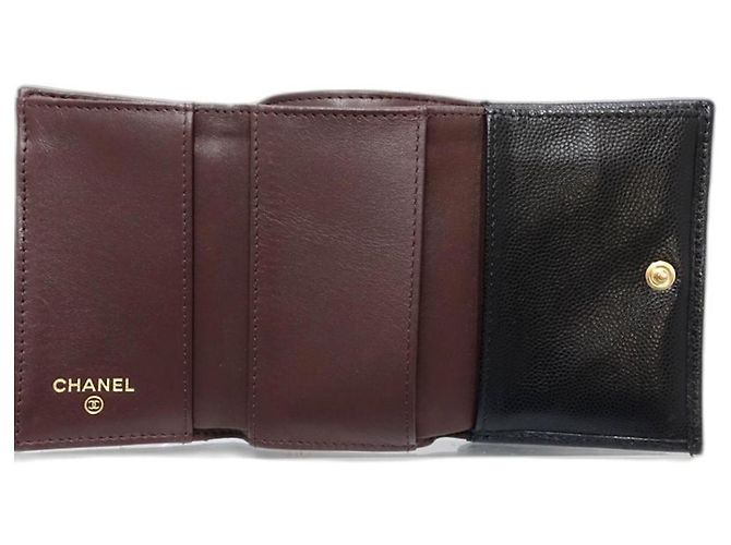 Timeless Cartera tríptico Chanel en piel de becerro granulado negro - vista 8
