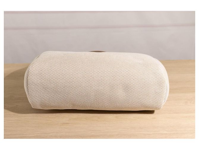 Hermès Herbag GM in tela beige e pelle naturale Marrone - vista 12