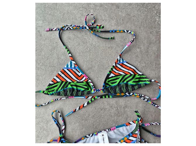 Autre Marque Pamela de Beaumane Conjunto de Bikini de Triángulo Estampado Multicolor - vista 5