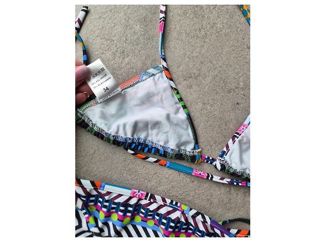 Autre Marque Pamela de Beaumane Conjunto de Bikini de Triángulo Estampado Multicolor - vista 7