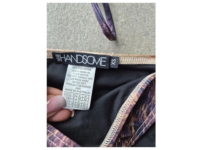 Autre Marque Conjunto de Bikini Triángulo Estampado Animal Handsome Castaño Negro Blanco Púrpura - vista 2