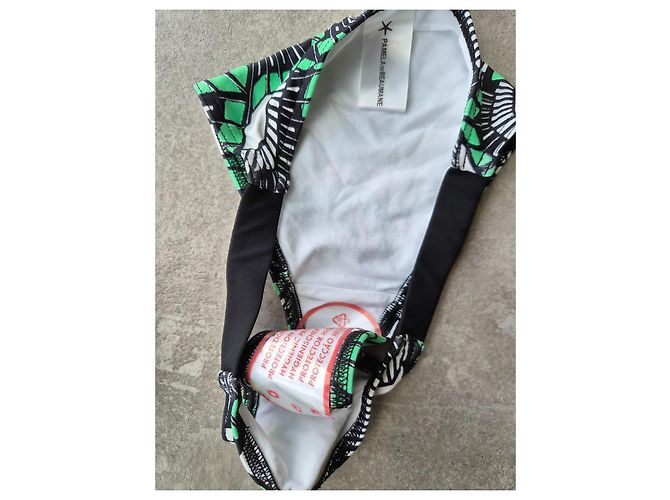 Autre Marque Conjunto de bikini bandeau estampado Pamela de Beaumont Negro Blanco Verde - vista 4