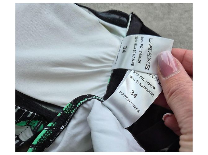 Autre Marque Conjunto de bikini bandeau estampado Pamela de Beaumont Negro Blanco Verde - vista 6