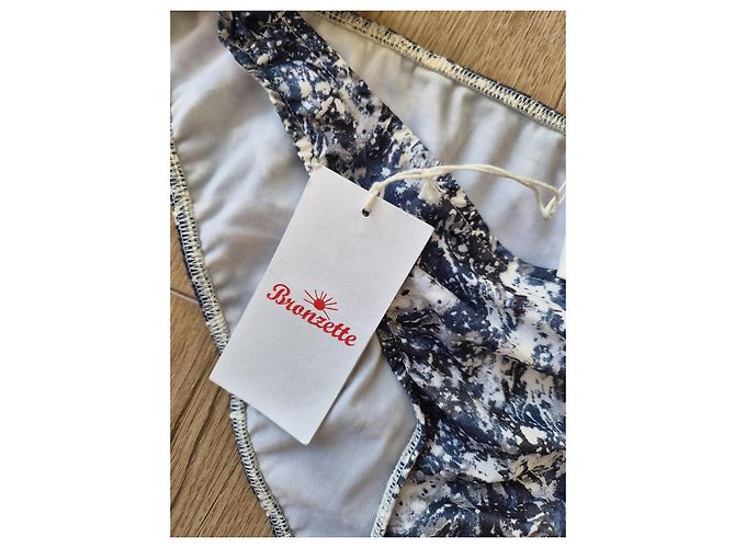 Autre Marque Conjunto de Bikini Bronzette Paris Estampado Abstracto Blanco Gris Azul oscuro - vista 3