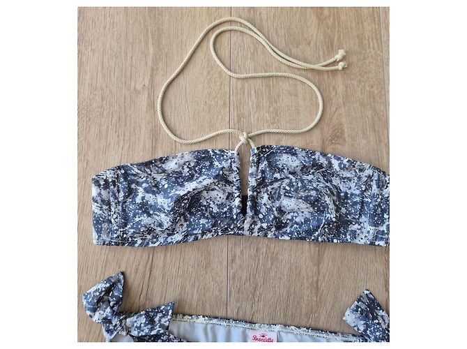 Autre Marque Conjunto de Bikini Bronzette Paris Estampado Abstracto Blanco Gris Azul oscuro - vista 4