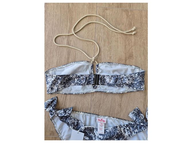 Autre Marque Conjunto de Bikini Bronzette Paris Estampado Abstracto Blanco Gris Azul oscuro - vista 5