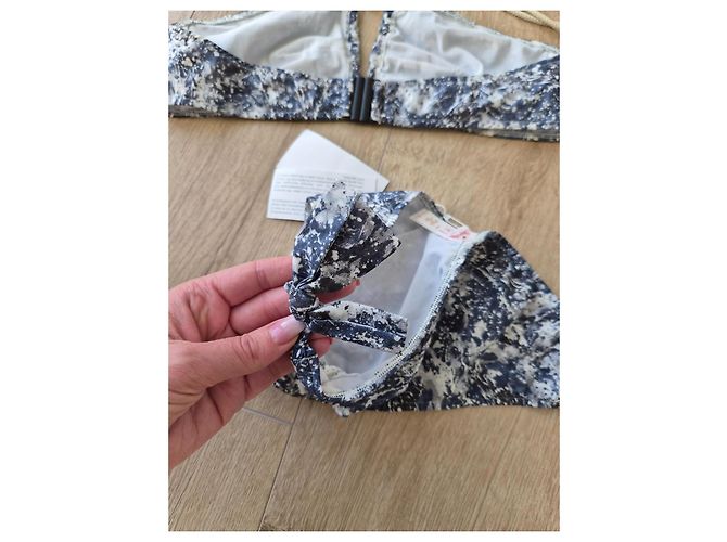 Autre Marque Conjunto de Bikini Bronzette Paris Estampado Abstracto Blanco Gris Azul oscuro - vista 8