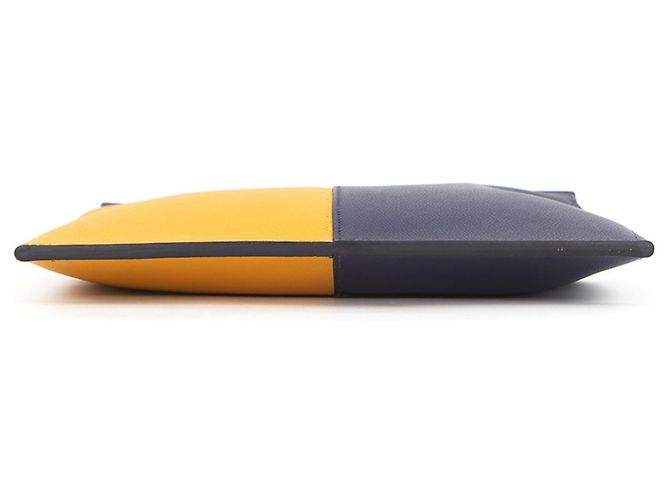 Hermès Clutch Kara Hermes in Jaune Ambre e Blue Ancre Nero Giallo - vista 3