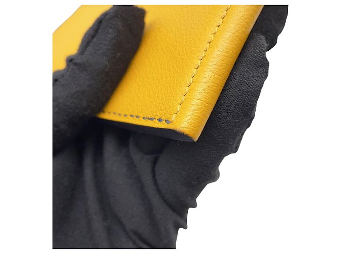 Hermès Clutch Kara Hermes in Jaune Ambre e Blue Ancre Nero Giallo - vista 7