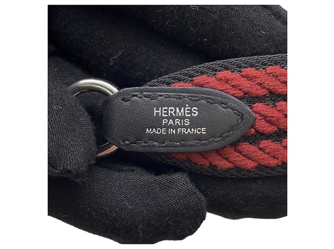 Hermès Tracolla Hermes Bandoulière Nero Rosso - vista 9