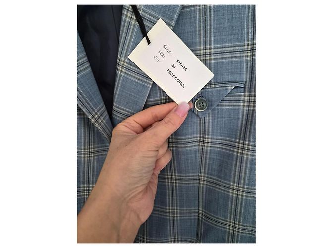 Blazer Hod a quadri blu e bianco - vista 3