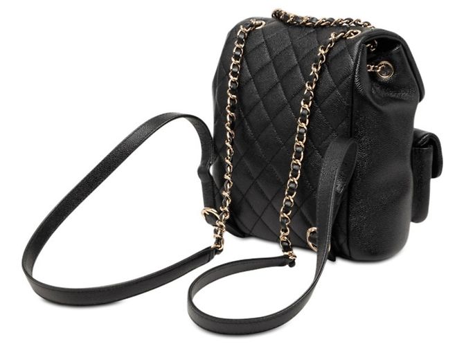 Mochila Chanel Triple Coco Mark Matelassé Chain Negro - vista 2
