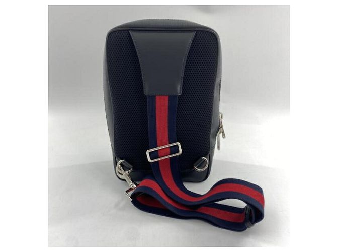 Borsa a tracolla Gucci in materiale GG Supreme Nero Rosso Blu navy - vista 2