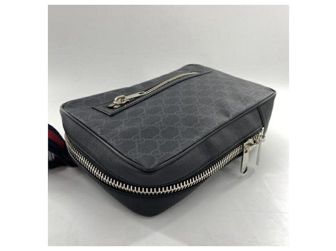 Borsa a tracolla Gucci in materiale GG Supreme Nero Rosso Blu navy - vista 4