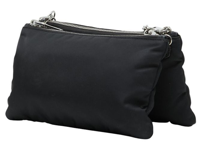 Borsa a tracolla con catena e placca con logo Triangle di Prada Nero - vista 2