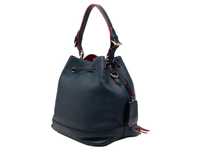 Borsa a mano/Borsa a tracolla con placca logo Triangle Prada Rosso Blu navy - vista 2