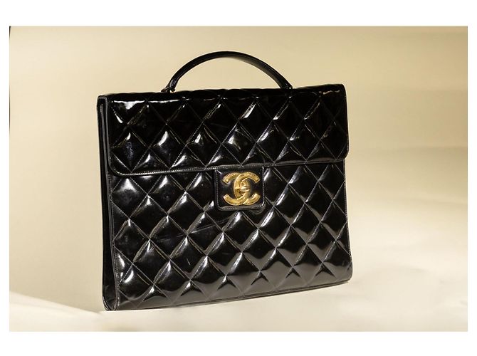 Borsa Chanel trapuntata in vernice nera Nero - vista 5