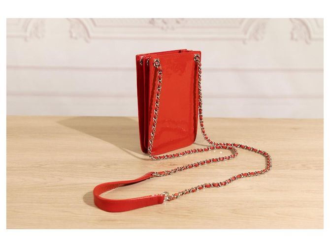 Chanel Clutch in pelle vernice rossa Rosso - vista 5