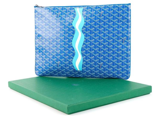 Goyard Pochette Saint Louis PM Bianco Blu Blu chiaro - vista 9