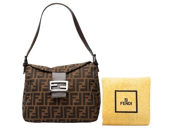Borsa a tracolla Fendi Zucca Mamma Baguette Marrone - vista 7