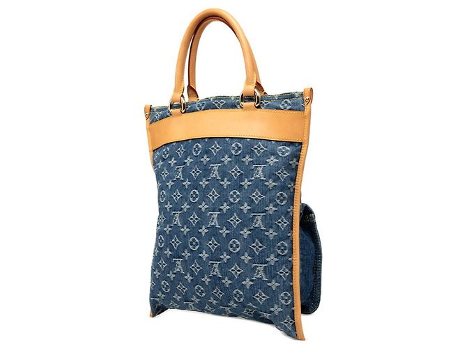Louis Vuitton Monogram Denim Flat Shopper Tote Blau - Ansicht 2