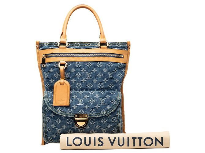 Louis Vuitton Monogram Denim Flat Shopper Tote Blau - Ansicht 8