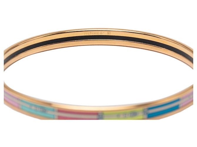 Hermès Hermes Emaille-Armreif mit Gürtelmotiv Mehrfarben Golden - Ansicht 5