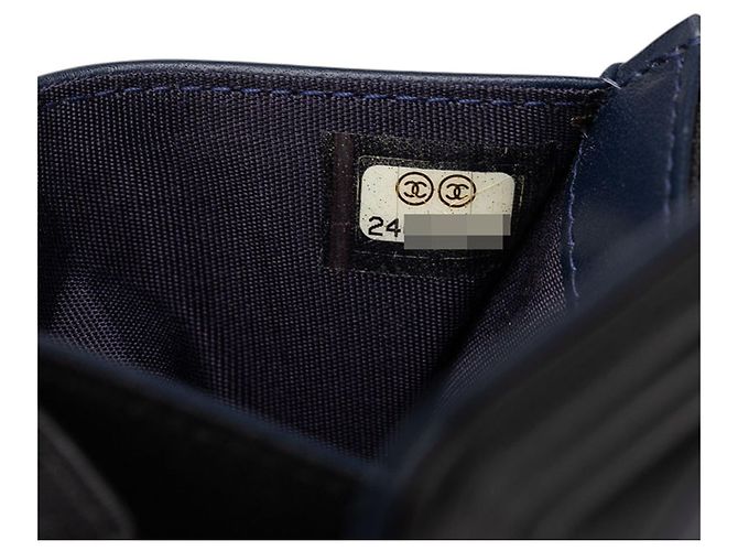 Boy Tarjetero Chanel Coco Mark para hombre Negro Azul marino - vista 7