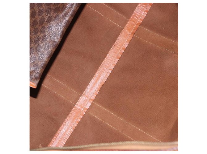 Céline Borsa Boston CELINE Macadam Canvas PVC Pelle Marrone Oro Auth 184375 D'oro - vista 17