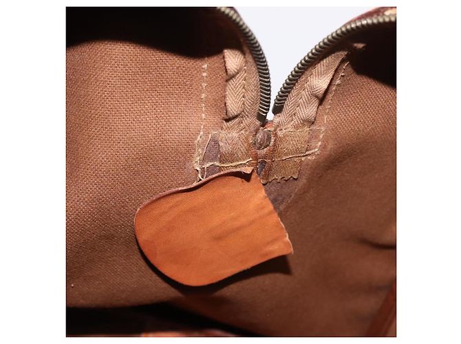 Céline Borsa Boston CELINE Macadam Canvas PVC Pelle Marrone Oro Auth 184375 D'oro - vista 20