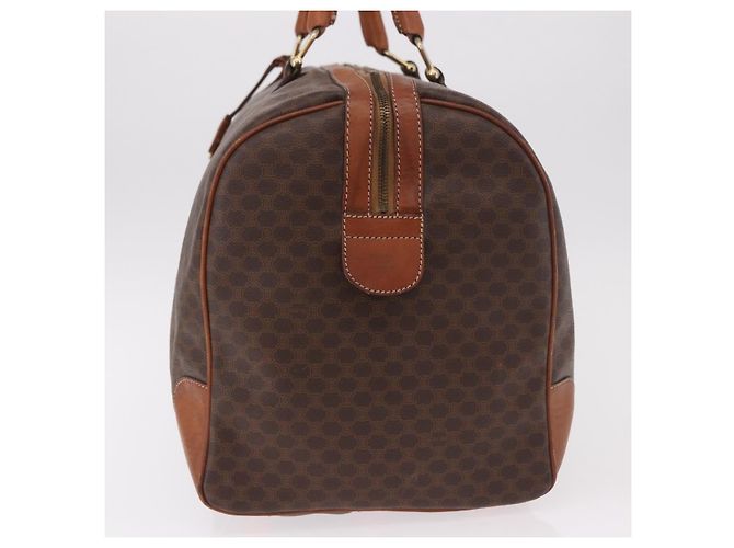 Céline Borsa Boston CELINE Macadam Canvas PVC Pelle Marrone Oro Auth 184375 D'oro - vista 4