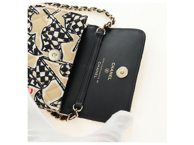 CHANEL ChainShoulderPouch Mini Matelasse 13 Bag Satin Beige Gold CC Auth 185928M D'oro - vista 15