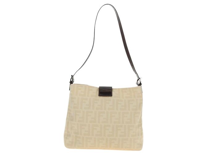 FENDI Mamma Baguette Schultertasche aus Zucca Canvas Elfenbein Silber Authentisch 185596V - Ansicht 3