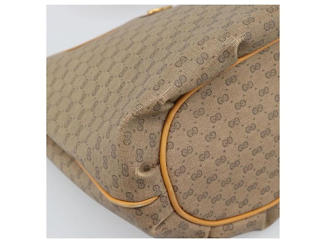 Bolsa de Ombro GUCCI Micro GG Supreme PVC Bege Ouro Auth ka4765 Dourado - vista 11