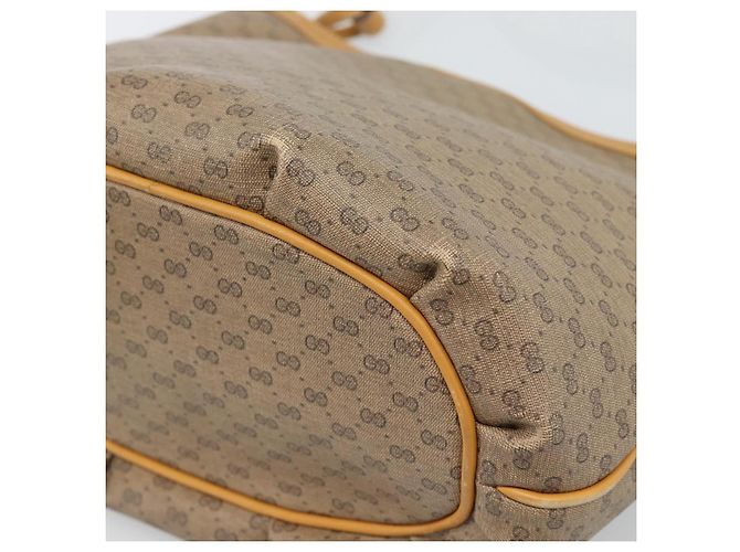 Bolsa de Ombro GUCCI Micro GG Supreme PVC Bege Ouro Auth ka4765 Dourado - vista 12