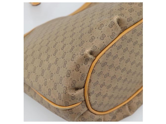 Bolsa de Ombro GUCCI Micro GG Supreme PVC Bege Ouro Auth ka4765 Dourado - vista 13