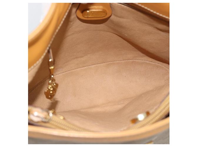 Bolsa de Ombro GUCCI Micro GG Supreme PVC Bege Ouro Auth ka4765 Dourado - vista 15