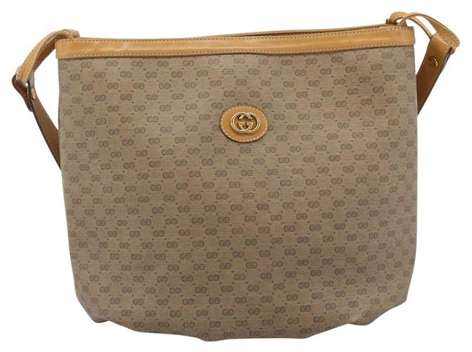 Bolsa de Ombro GUCCI Micro GG Supreme PVC Bege Ouro Auth ka4765 Dourado - vista 2
