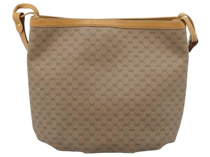 Bolsa de Ombro GUCCI Micro GG Supreme PVC Bege Ouro Auth ka4765 Dourado - vista 3