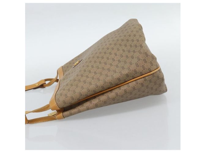 Bolsa de Ombro GUCCI Micro GG Supreme PVC Bege Ouro Auth ka4765 Dourado - vista 4