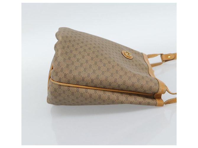 Bolsa de Ombro GUCCI Micro GG Supreme PVC Bege Ouro Auth ka4765 Dourado - vista 5