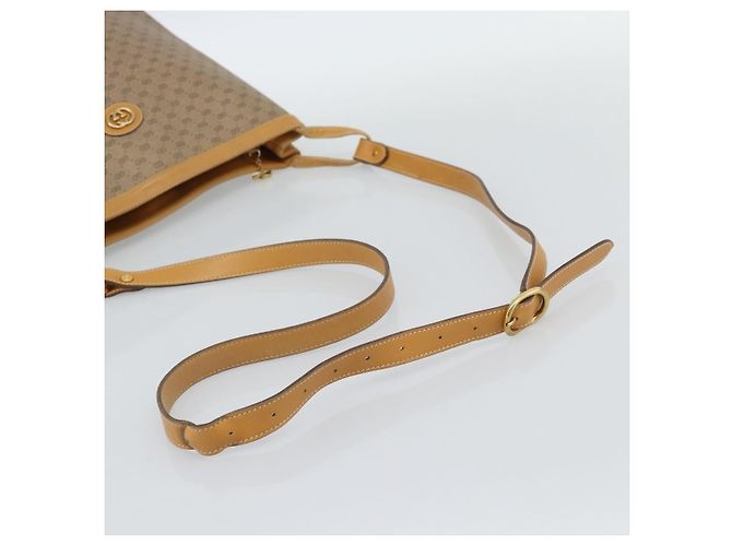 Bolsa de Ombro GUCCI Micro GG Supreme PVC Bege Ouro Auth ka4765 Dourado - vista 7