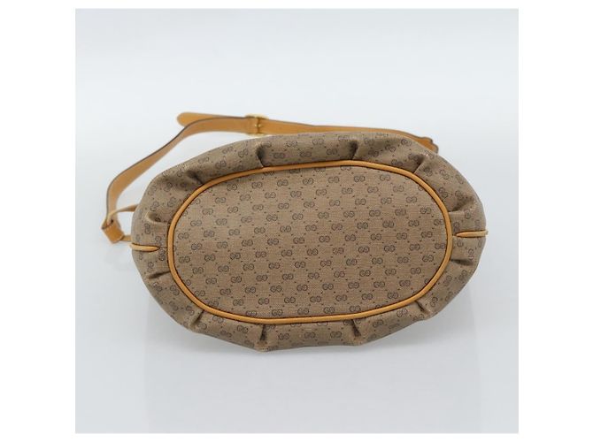 Bolsa de Ombro GUCCI Micro GG Supreme PVC Bege Ouro Auth ka4765 Dourado - vista 9
