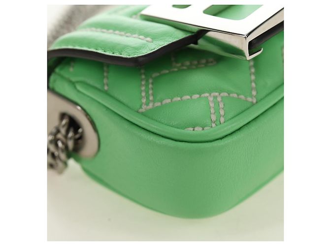 FENDI Nano Baguette Chain Schulterbeutel aus Leder 2way grün Auth 184863SAM Silber Hellgrün - Ansicht 11