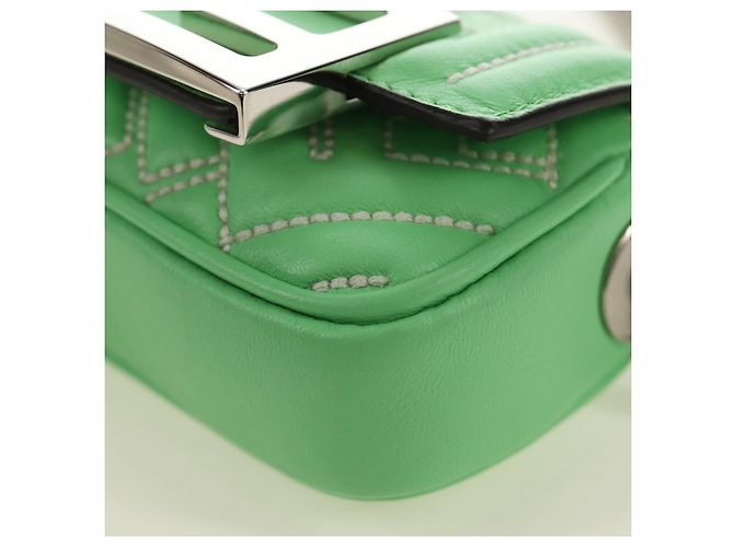 FENDI Nano Baguette Chain Schulterbeutel aus Leder 2way grün Auth 184863SAM Silber Hellgrün - Ansicht 12