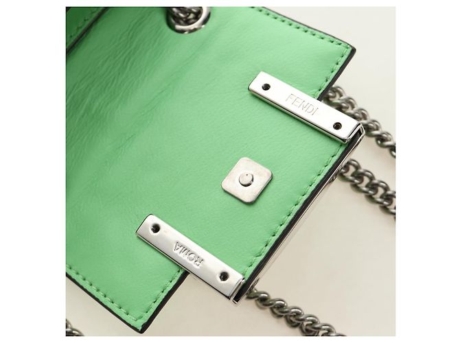 FENDI Nano Baguette Chain Schulterbeutel aus Leder 2way grün Auth 184863SAM Silber Hellgrün - Ansicht 18
