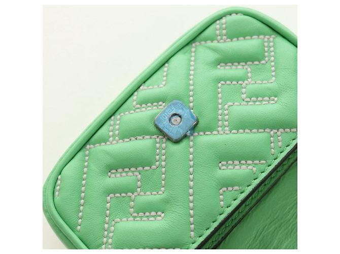 FENDI Nano Baguette Chain Schulterbeutel aus Leder 2way grün Auth 184863SAM Silber Hellgrün - Ansicht 19